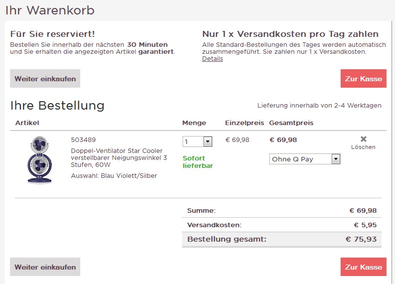 QVC Warenkorb