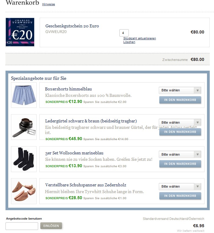 Charles Tyrwhitt Warenkorb