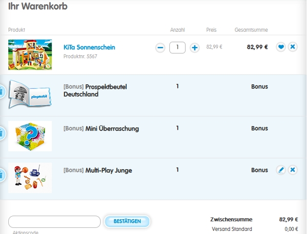 Playmobil Gutschein einlösen