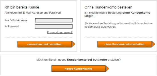 Buttinette Kundenlogin